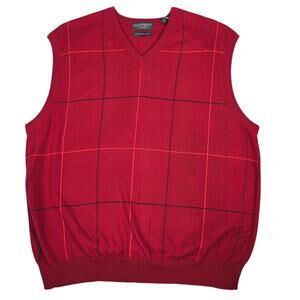 Lyle & Scott Vintage Plaid Cotton Sweater Vest Men's Size L Grandpa Academia
